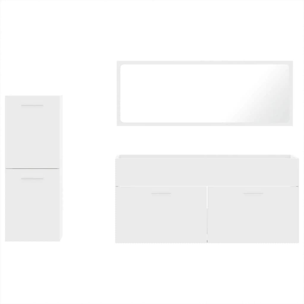 vidaXL Set Mobili da Bagno 3 pz Bianco in Legno Multistrato