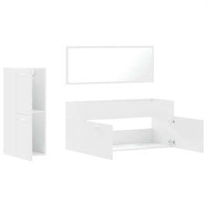 vidaXL Set Mobili da Bagno 3 pz Bianco in Legno Multistrato