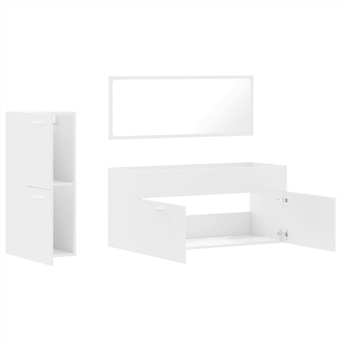 vidaXL Set Mobili da Bagno 3 pz Bianco in Legno Multistrato