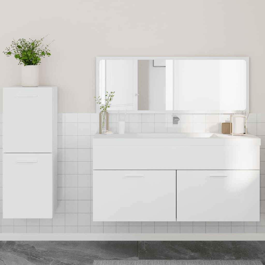 vidaXL Set Mobili da Bagno 3 pz Bianco in Legno Multistrato