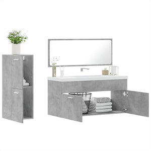 Set Mobili da Bagno 3 pz Grigio Cemento in Legno Multistrato 3308534