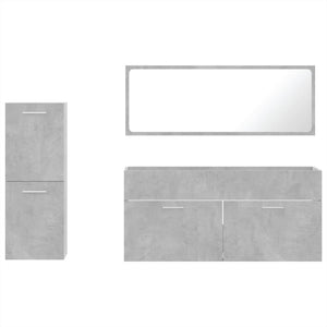 Set Mobili da Bagno 3 pz Grigio Cemento in Legno Multistrato 3308534