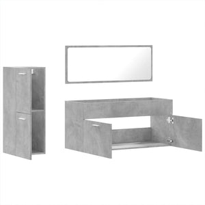 Set Mobili da Bagno 3 pz Grigio Cemento in Legno Multistrato 3308534