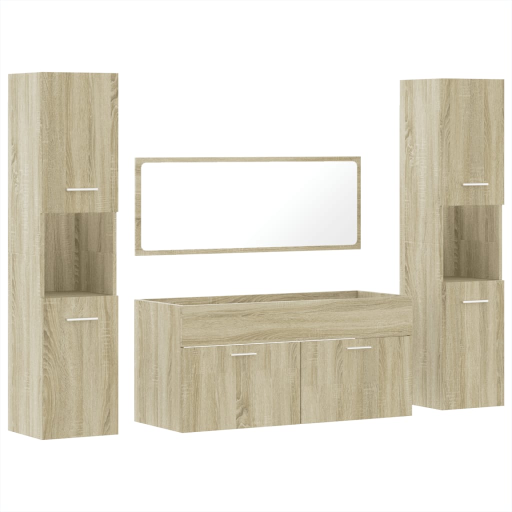 Set Mobili da Bagno 4 pz Rovere Sonoma in Legno Multistrato 3308538