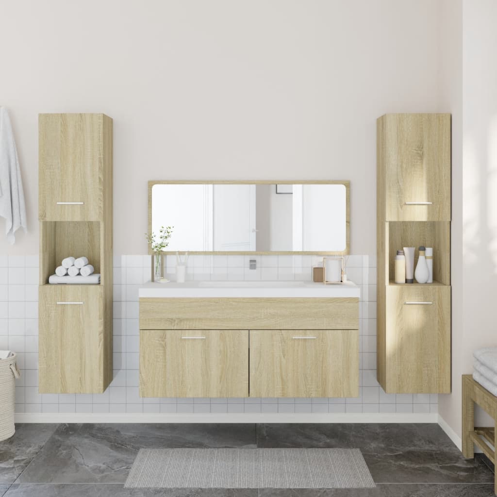 Set Mobili da Bagno 4 pz Rovere Sonoma in Legno Multistrato 3308538
