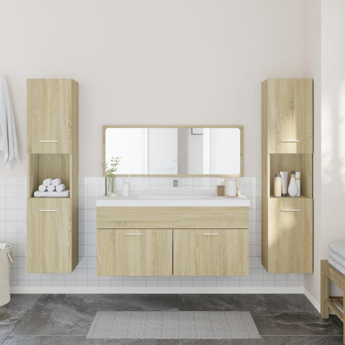 Set Mobili da Bagno 4 pz Rovere Sonoma in Legno Multistrato 3308538