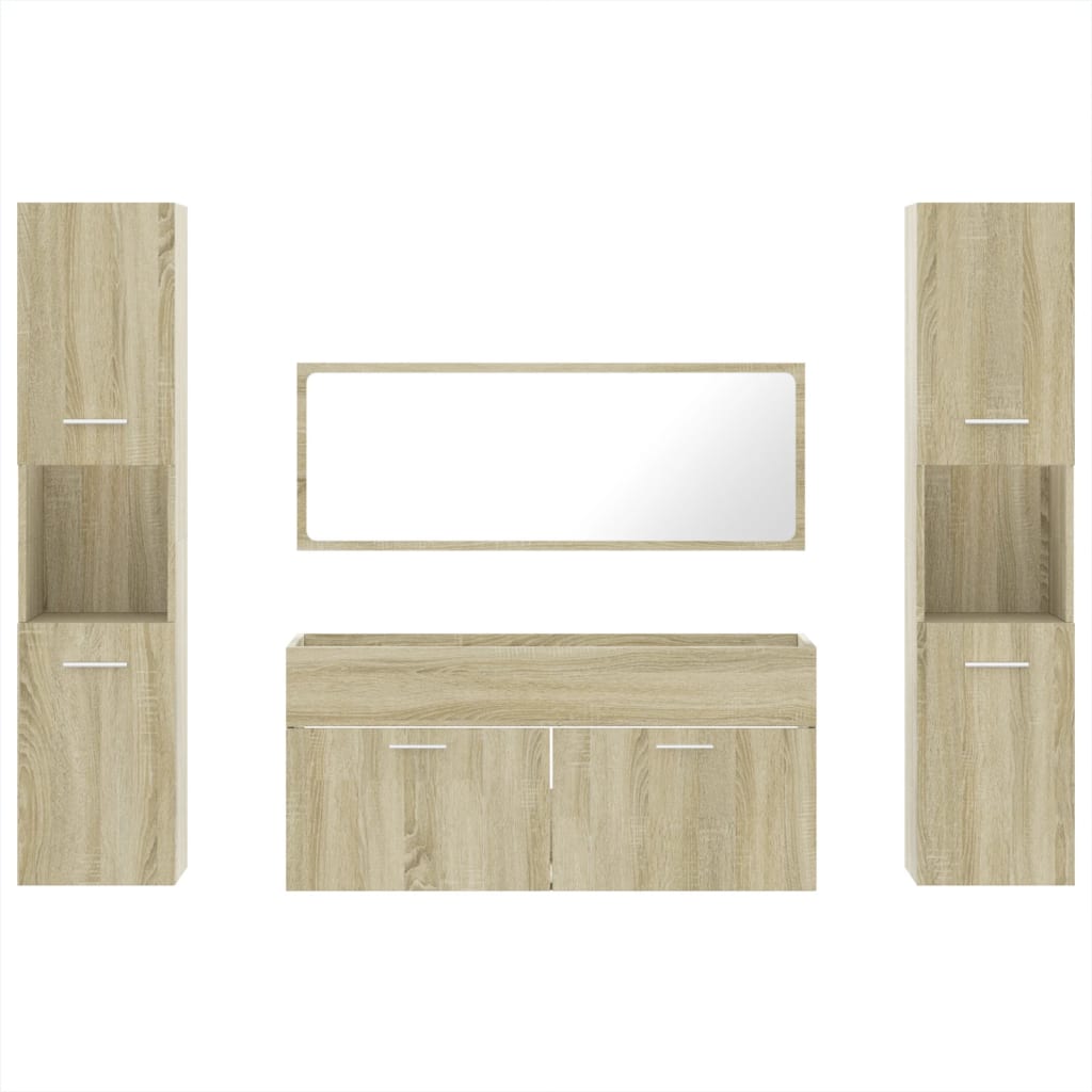 Set Mobili da Bagno 4 pz Rovere Sonoma in Legno Multistrato 3308538