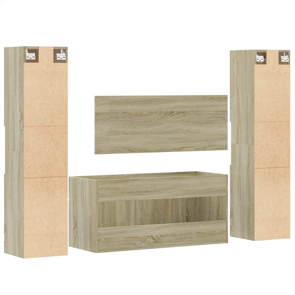 Set Mobili da Bagno 4 pz Rovere Sonoma in Legno Multistrato 3308538