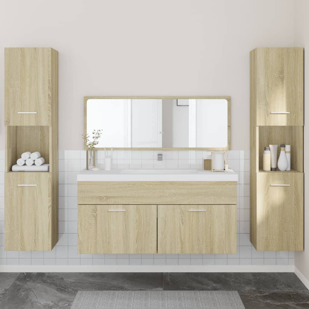 Set Mobili da Bagno 4 pz Rovere Sonoma in Legno Multistrato 3308538