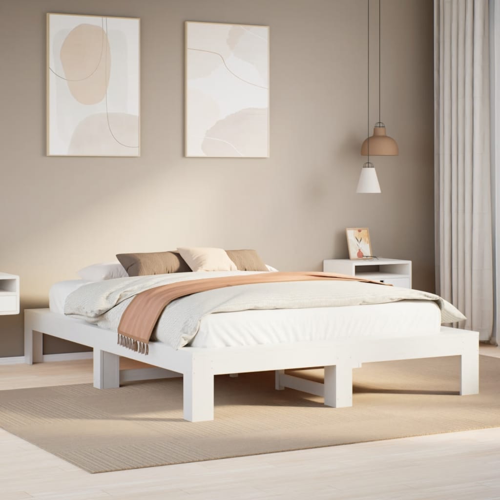 vidaXL Letto senza Materasso Bianco 160x200 cm Legno Massello di Pino
