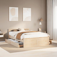 Letto senza Materasso con Testiera-Struttura Letto con contenitore 160x200 cm in Legno di Pino