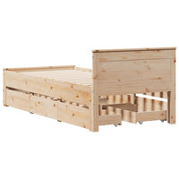 vidaXL Giroletto senza Materasso con Testiera 90x190 cm Massello Pino