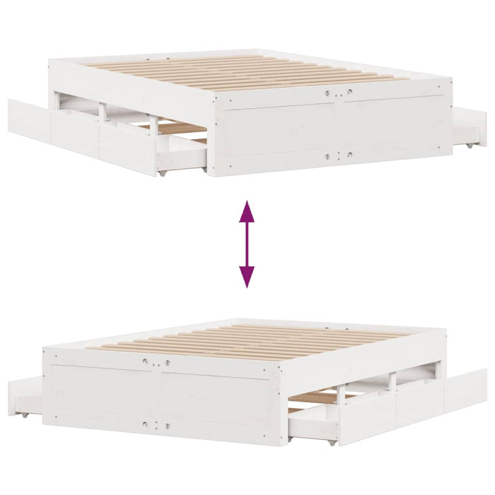 vidaXL Giroletto senza Materasso con Cassetti Bianco 150x200 cm Pino