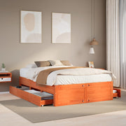 vidaXL Letto senza Materasso con Cassetti Marrone Cera 150x200 cm Pino