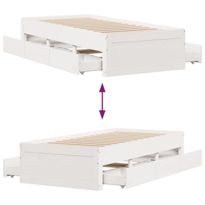 vidaXL Giroletto senza Materasso con Cassetti Bianco 90x200 cm Pino