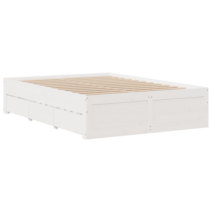 vidaXL Giroletto senza Materasso con Cassetti Bianco 140x190 cm Pino