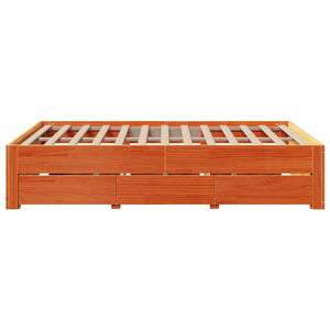 Giroletto senza Materasso con Cassetti-Struttura Letto con contenitore Marrone Cera 140x190 cm