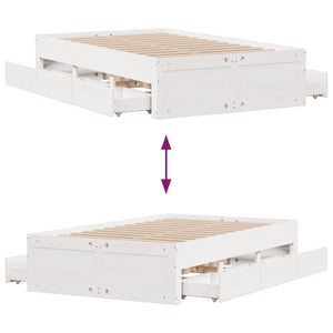 vidaXL Giroletto senza Materasso con Cassetti Bianco 135x190 cm Pino