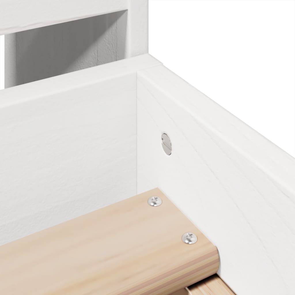 Letto senza Materasso Bianco 75x190 in Legno Massello di Pino 3308868