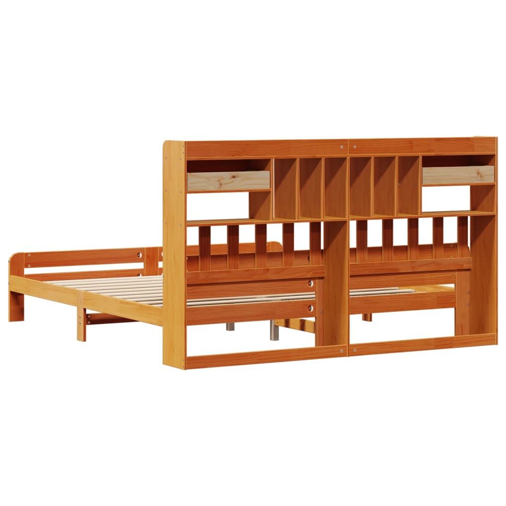 vidaXL Letto Libreria senza Materasso Marrone Cera 180x200 cm in Pino