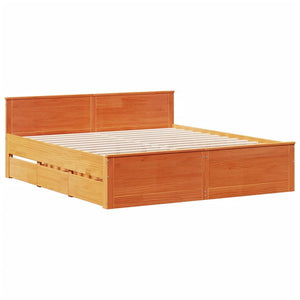 vidaXL Letto Libreria senza Materasso Marrone Cera 200x200 cm in Pino