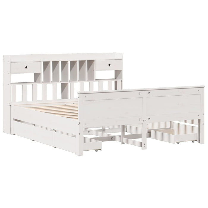 vidaXL Giroletto con Libreria senza Materasso 180x200 cm in Legno Pino