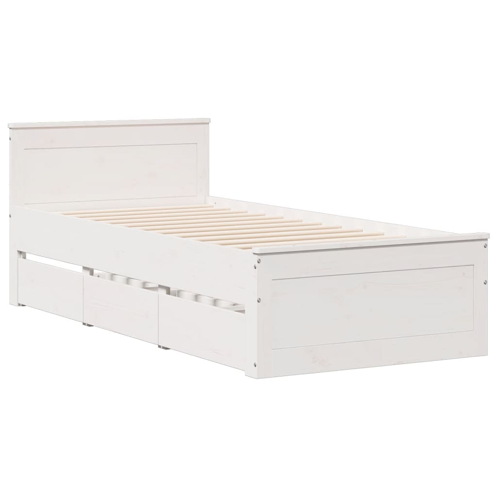 vidaXL Letto Libreria senza Materasso Bianco 90x190 cm Massello Pino