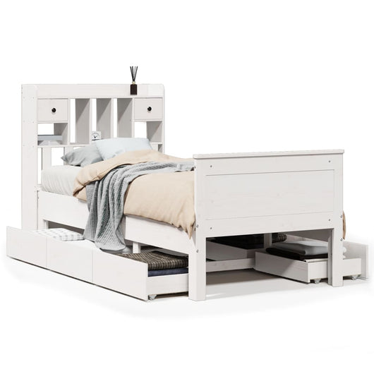 Letto con Libreria senza Materasso-Struttura Letto con contenitore 75x190 cm in Legno Pino 849154