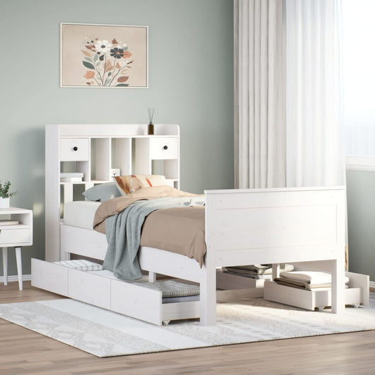 Letto con Libreria senza Materasso-Struttura Letto con contenitore 75x190 cm in Legno Pino 849154