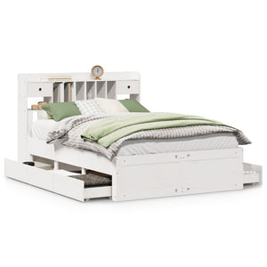 vidaXL Letto Libreria senza Materasso Bianco 150x200 cm Legno di Pino