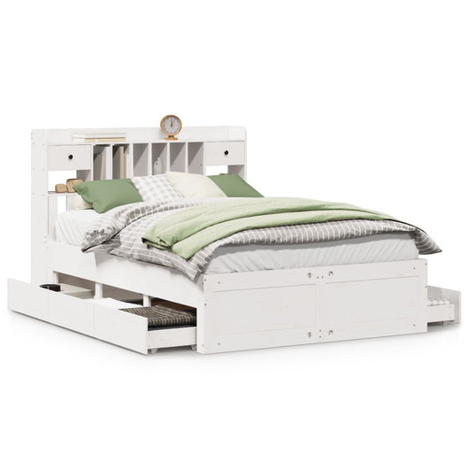 vidaXL Letto Libreria senza Materasso Bianco 150x200 cm Legno di Pino