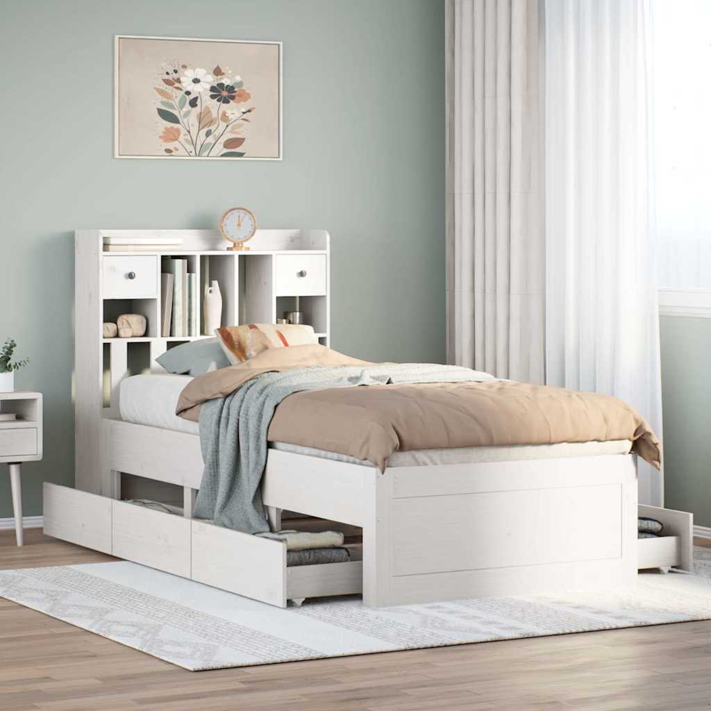 vidaXL Letto Libreria senza Materasso Bianca 90x200 cm Legno di Pino