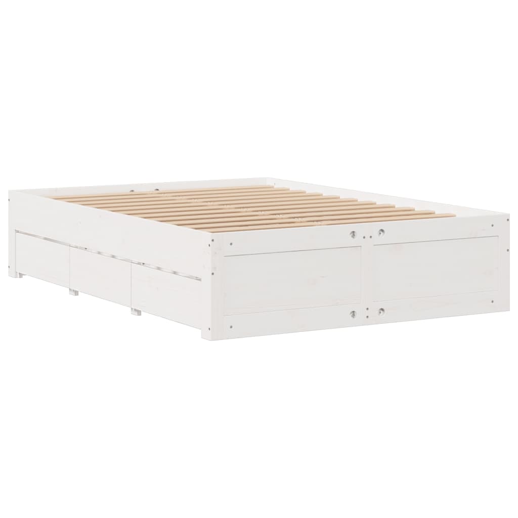 Letto Libreria senza Materasso Bianco 140x190 cm Legno di Pino 3308973