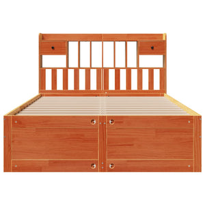 Letto Libreria senza Materasso Marrone Cera 140x190 cm in Pino 3308974