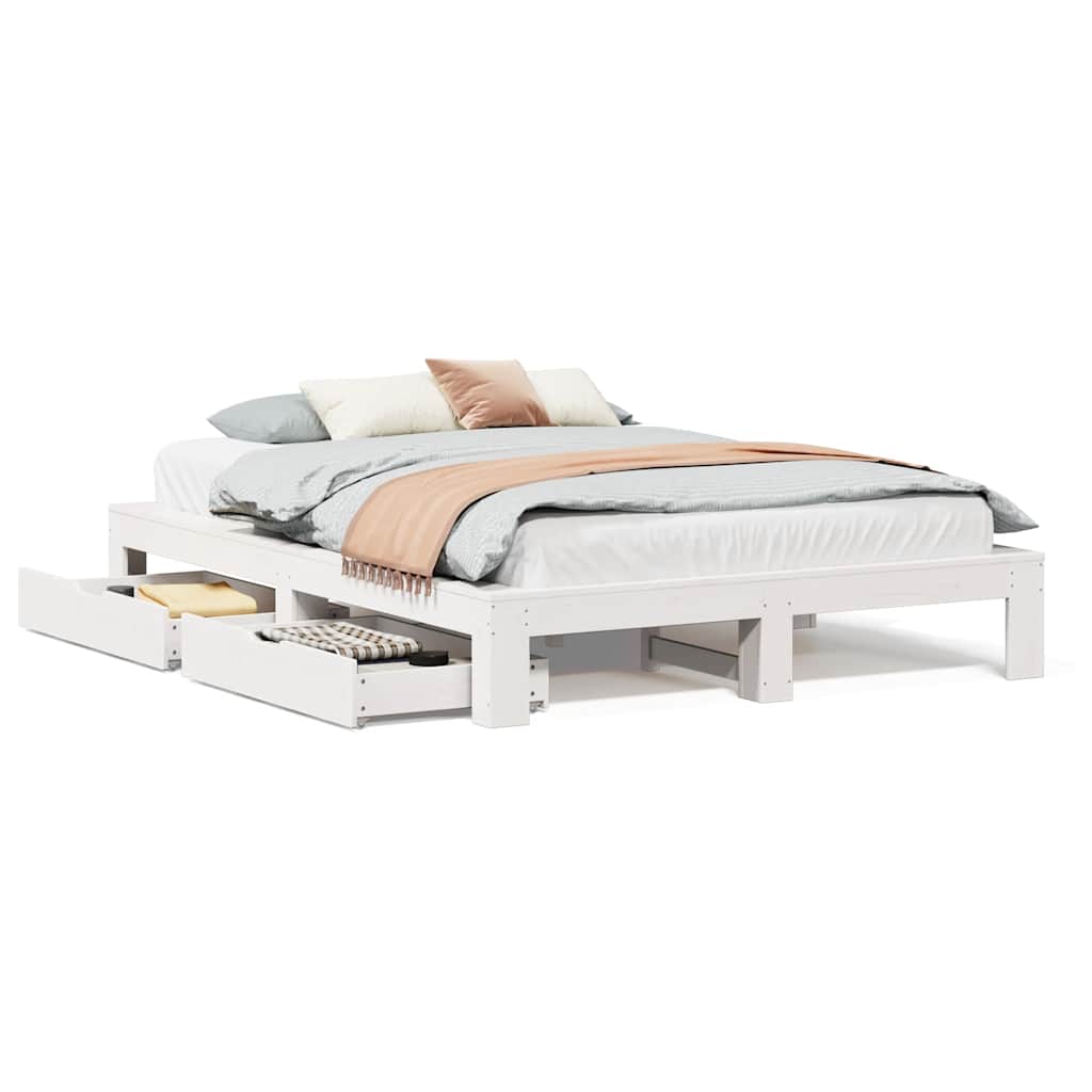 Letto senza Materasso Bianco 150x200 cm Legno Massello di Pino 3308997