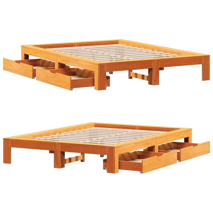 vidaXL Letto senza Materasso Marrone Cera 150x200 cm in Legno di Pino