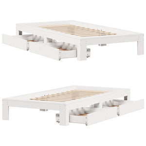 vidaXL Giroletto senza Materasso Bianco 100x200 cm Legno Massello Pino