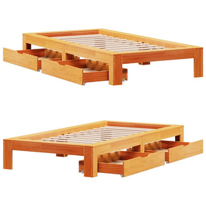 vidaXL Giroletto senza Materasso Marrone Cera 100x200 cm Legno di Pino