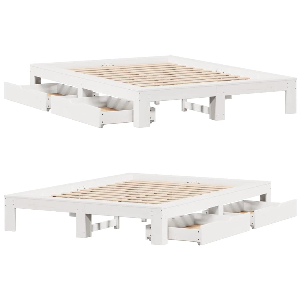 vidaXL Letto senza Materasso Bianco 140x190 cm Legno Massello di Pino