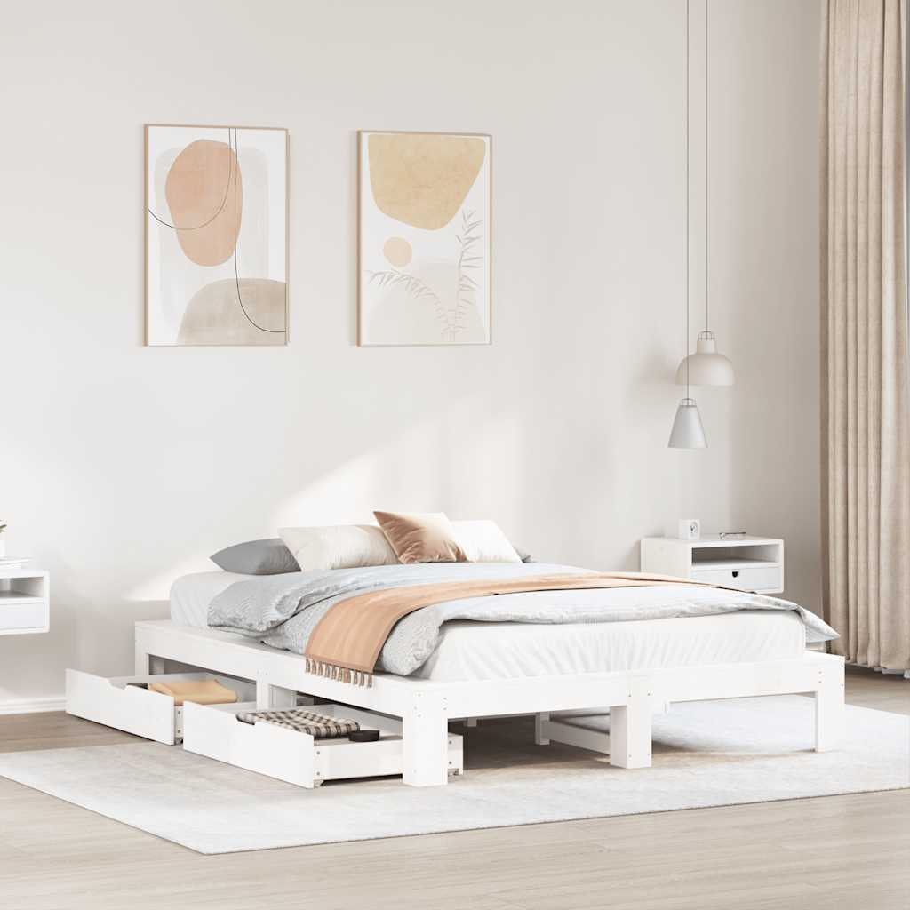 vidaXL Letto senza Materasso Bianco 140x190 cm Legno Massello di Pino
