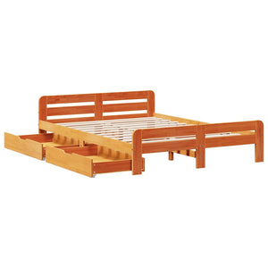 Letto senza Materasso Marrone Cera 160x200 cm in Legno di Pino