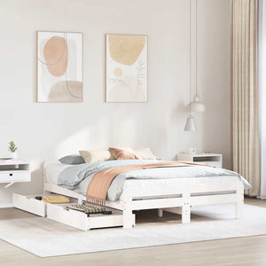 vidaXL Letto senza Materasso Bianco 140x200 cm Legno Massello di Pino
