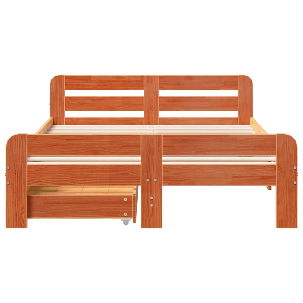 Letto senza Materasso Marrone Cera 120x200 cm in Legno di Pino