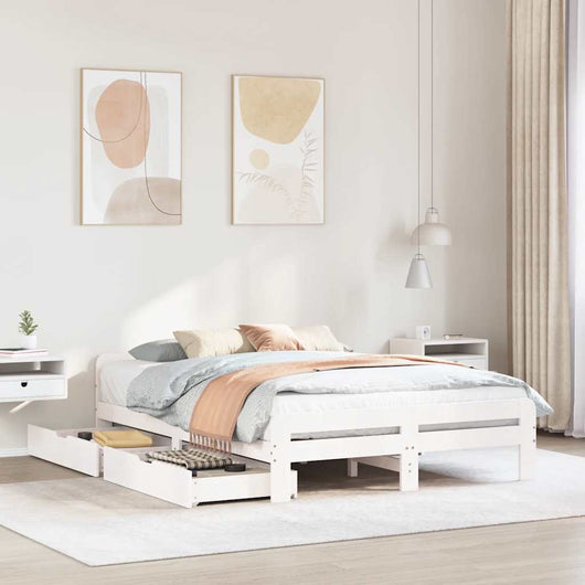 vidaXL Letto senza Materasso Bianco 140x190 cm Legno Massello di Pino