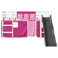 Letto a Soppalco con Tende Bambini Rosa 80x200 cm Massello Pino 3309070
