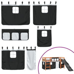 vidaXL Letto a Soppalco con Tende Bambini Bianco e Nero 80x200 cm Pino
