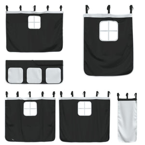 vidaXL Letto a Soppalco con Tende Bambini Bianco e Nero 80x200 cm Pino