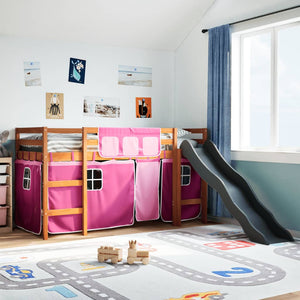 vidaXL Letto a Soppalco con Tende Bambini Rosa 80x200 cm Massello Pino