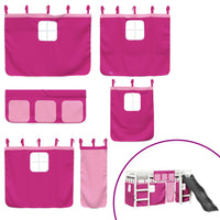 Letto a Soppalco con Tende Bambini Rosa 90x190 cm Massello Pino 3309088