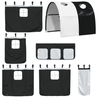 Letto a Soppalco con Tunnel Bambini Bianco e Nero 80x200cm Pino 3309092